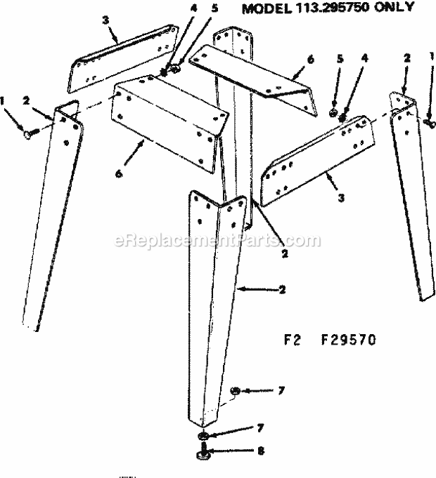 Leg Set Diagram and Parts List for 11329570  Craftsman Table Saw