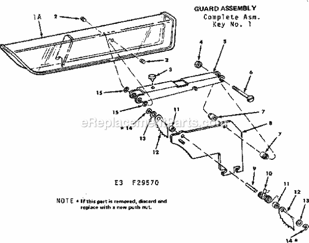 Guard Assembly Diagram and Parts List for 113295750  Craftsman Table Saw