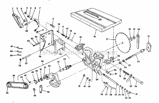 Motor Base Assembly Diagram and Parts List for 113298031  Craftsman Table Saw