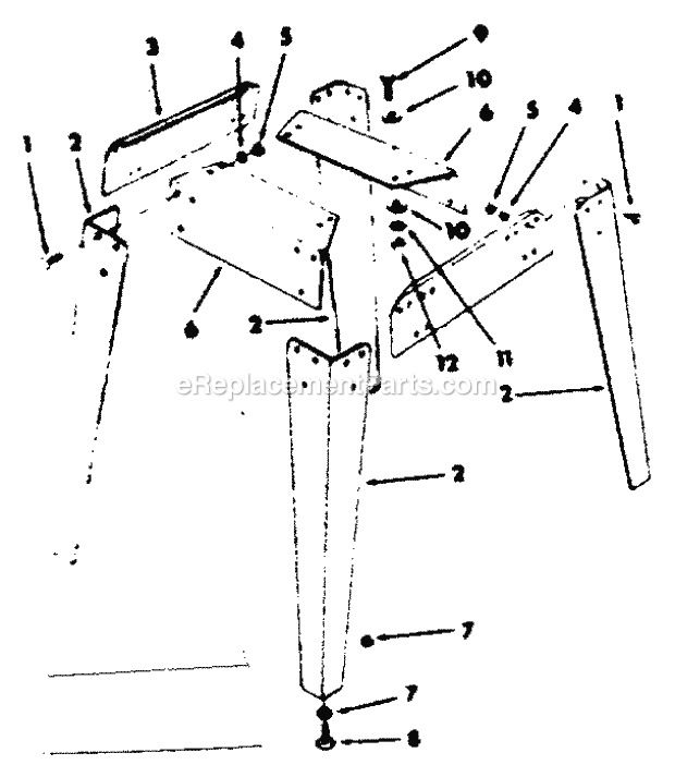 Leg Set Diagram and Parts List for 113298032  Craftsman Table Saw