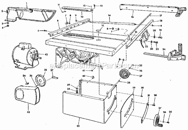 Figure 2 Diagram and Parts List for 113298033  Craftsman Table Saw