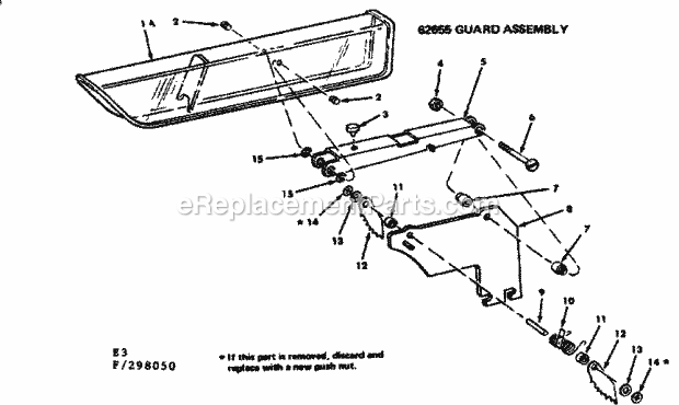 Guard Assembly Diagram and Parts List for 113298050  Craftsman Table Saw