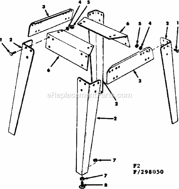 Leg Set Diagram and Parts List for 113298050  Craftsman Table Saw