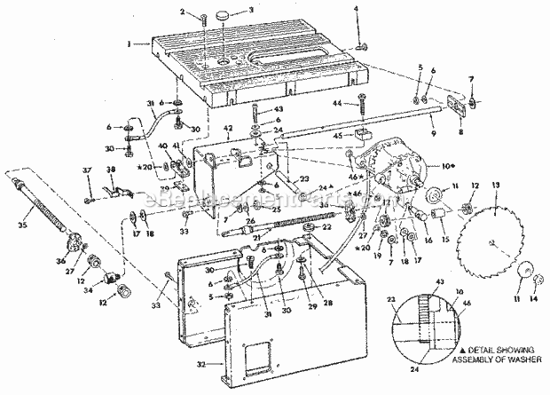 Page B Diagram and Parts List for 113298060  Craftsman Table Saw