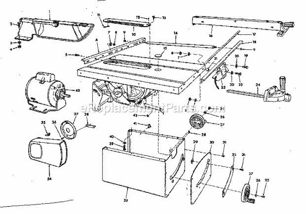 Unit Housing Diagram and Parts List for 113298141  Craftsman Table Saw