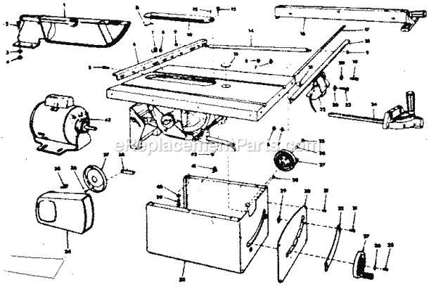Unit Housing Diagram and Parts List for 113298142  Craftsman Table Saw
