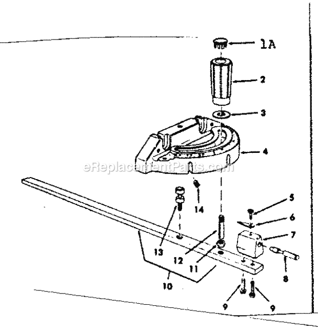 Miter Gauge Assembly Diagram and Parts List for 113298151  Craftsman Table Saw