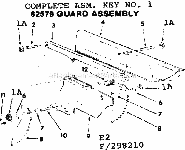 Page E Diagram and Parts List for 113298210  Craftsman Table Saw