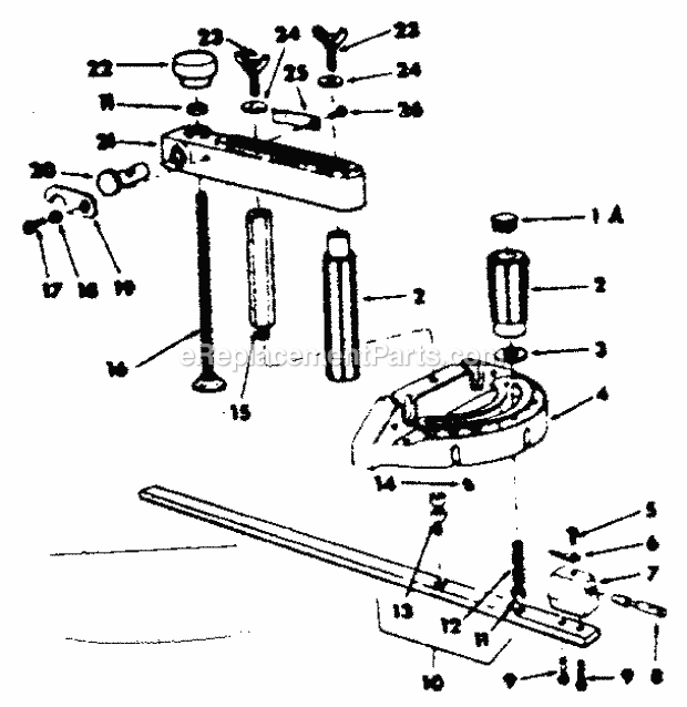 Miter Gauge Assembly Diagram and Parts List for 113298240  Craftsman Table Saw