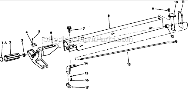 Fence Assembly Diagram and Parts List for 113298340  Craftsman Table Saw