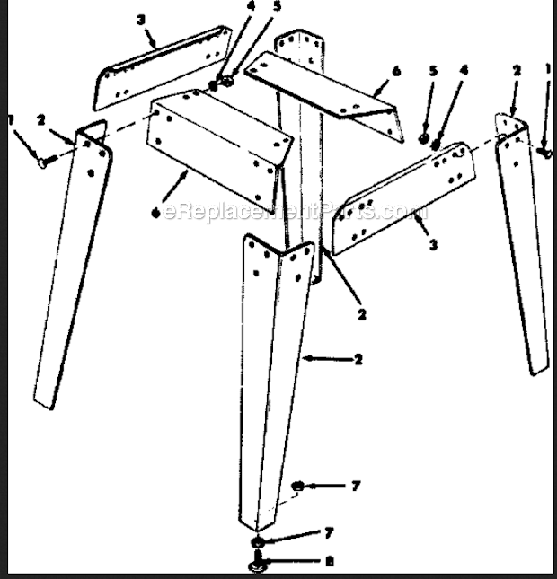 Leg Set Diagram and Parts List for 113298340  Craftsman Table Saw