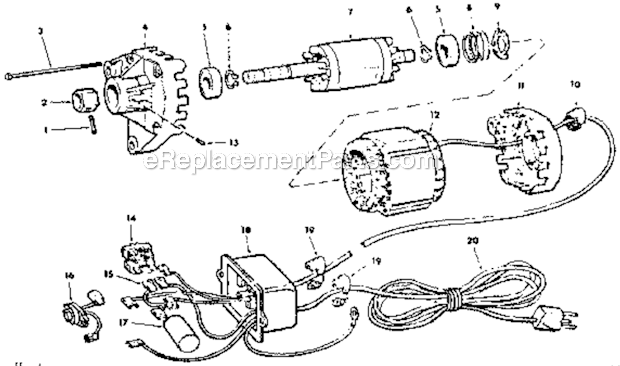 MotorControl Box Diagram and Parts List for 113298340  Craftsman Table Saw
