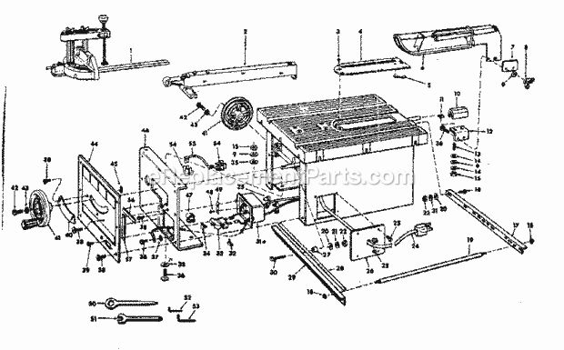 Unit Housing Diagram and Parts List for 113298360  Craftsman Table Saw