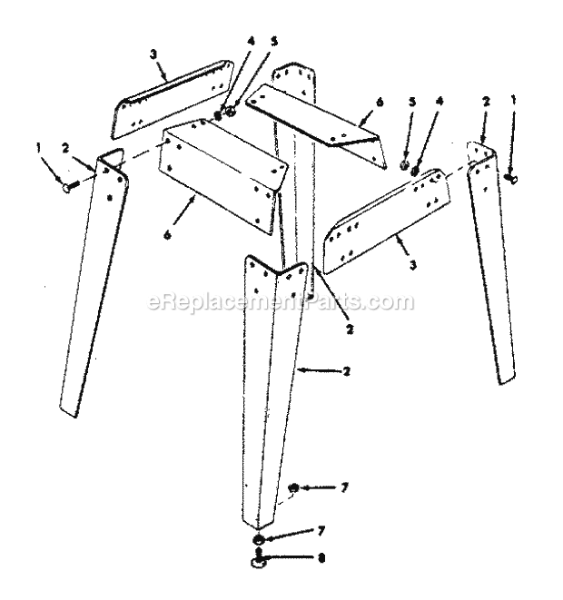 Leg Set Diagram and Parts List for 113298360  Craftsman Table Saw