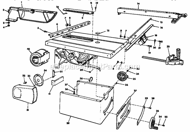 Unit Housing Diagram and Parts List for 113298722  Craftsman Table Saw