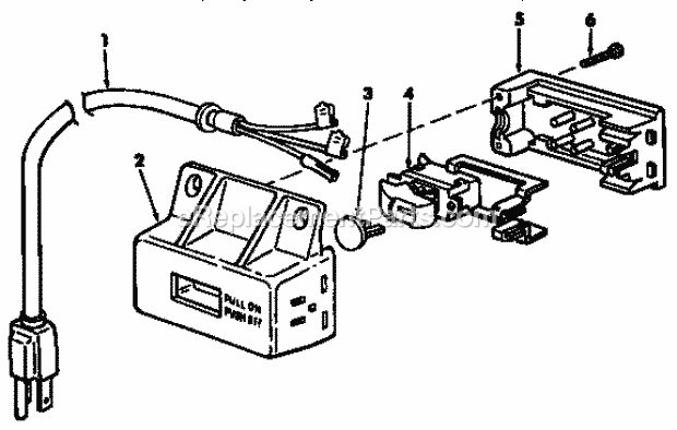 On-Off Power Outlet Diagram and Parts List for 113298722  Craftsman Table Saw