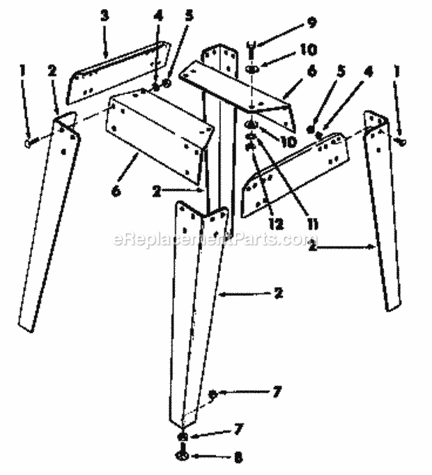 Leg Set Diagram and Parts List for 113298722  Craftsman Table Saw