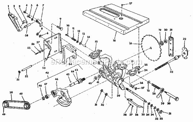 Page B Diagram and Parts List for 113298751  Craftsman Table Saw
