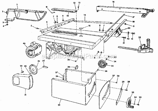 Page C Diagram and Parts List for 113298760  Craftsman Table Saw