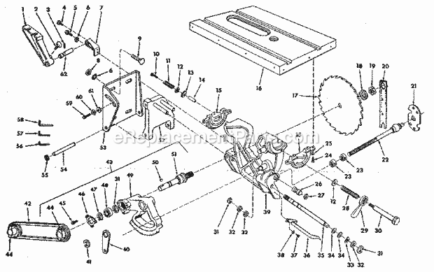 Page D Diagram and Parts List for 113298760  Craftsman Table Saw