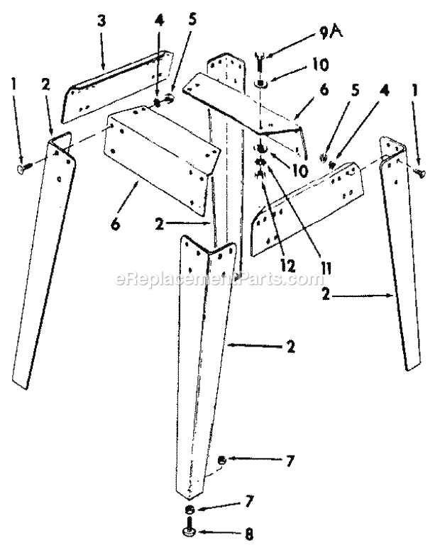 Page H Diagram and Parts List for 113298761  Craftsman Table Saw