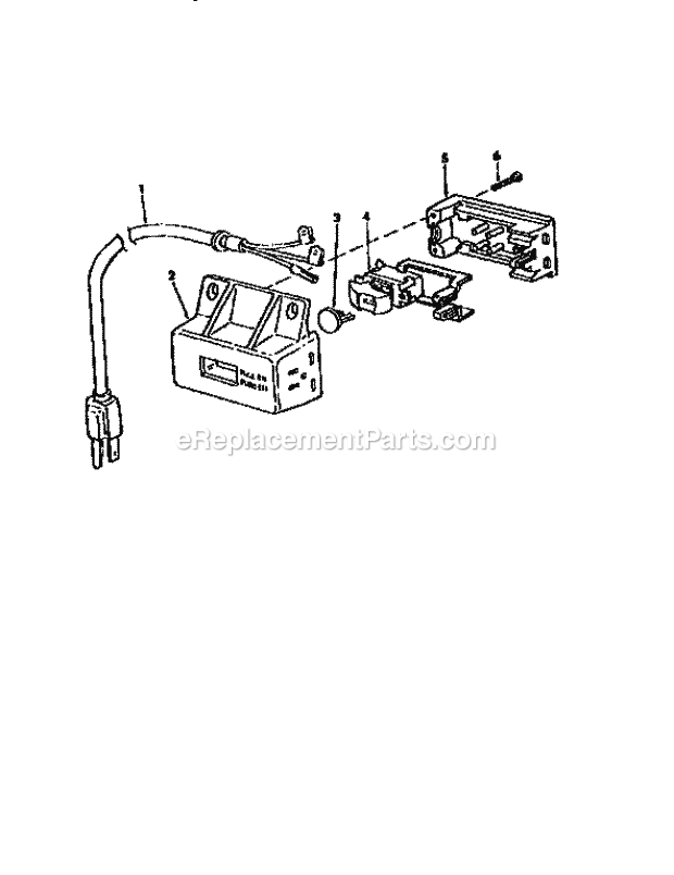 On-Off Power Outlet Diagram and Parts List for 113298762  Craftsman Table Saw