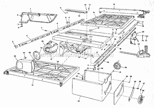 Page A Diagram and Parts List for 113298840  Craftsman Table Saw