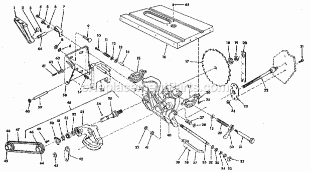 Page B Diagram and Parts List for 113298842  Craftsman Table Saw