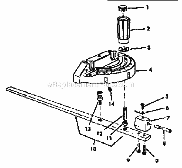 Miter Gauge Assembly Diagram and Parts List for 113298843  Craftsman Table Saw