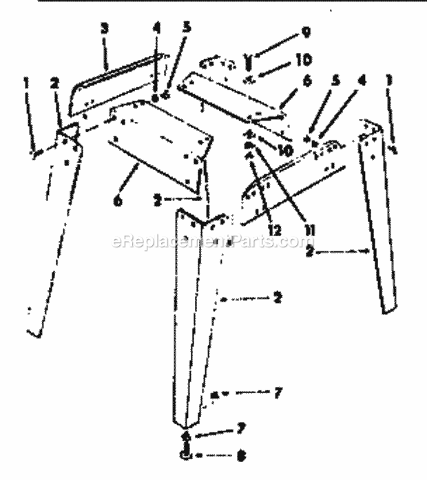 Legs Diagram and Parts List for 113298843  Craftsman Table Saw