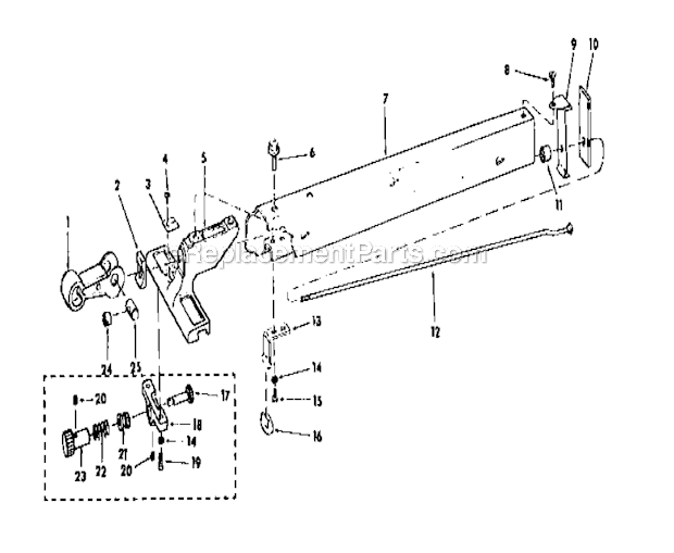 Rip Fence Assembly Diagram and Parts List for 113298844  Craftsman Table Saw