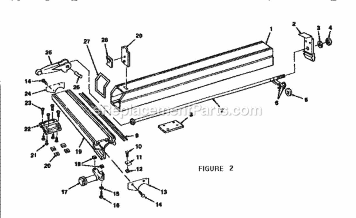 Rip Fence Assembly Diagram and Parts List for 113299010  Craftsman Table Saw Accessories
