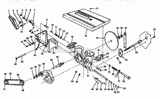 Base Motor Assembly Diagram and Parts List for 113299112  Craftsman Table Saw
