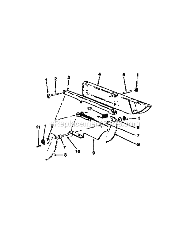 Guard Assembly Diagram and Parts List for 113299112  Craftsman Table Saw