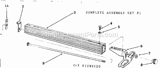 Rip Fence Assembly Diagram and Parts List for 113299120  Craftsman Table Saw