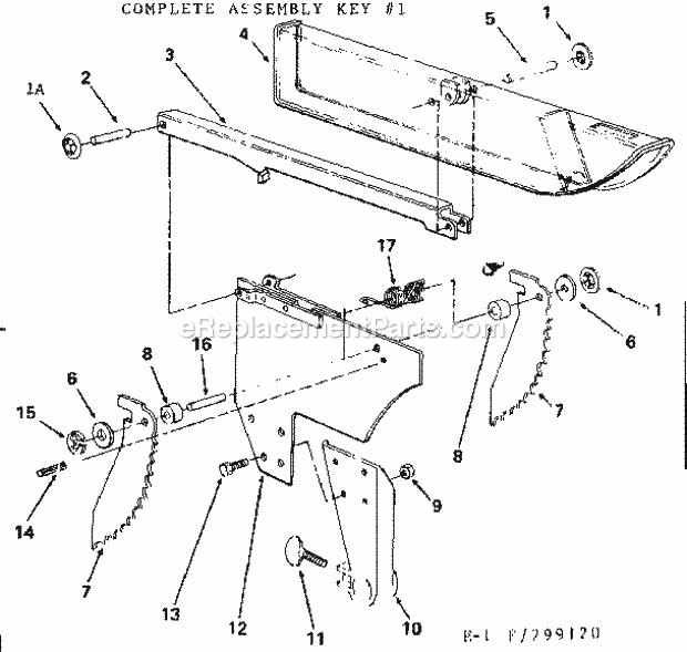 Saw Guard Assembly Diagram and Parts List for 113299120  Craftsman Table Saw