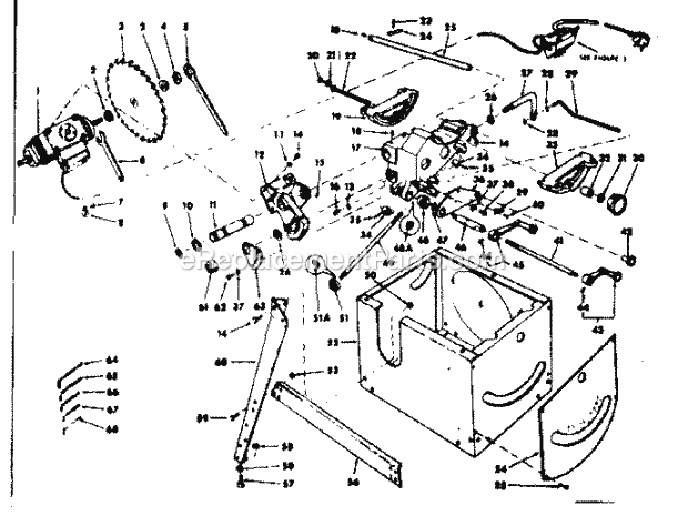 Base Assembly Diagram and Parts List for 113299131  Craftsman Table Saw