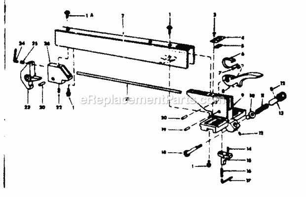Rip Fence Assembly Diagram and Parts List for 113299131  Craftsman Table Saw