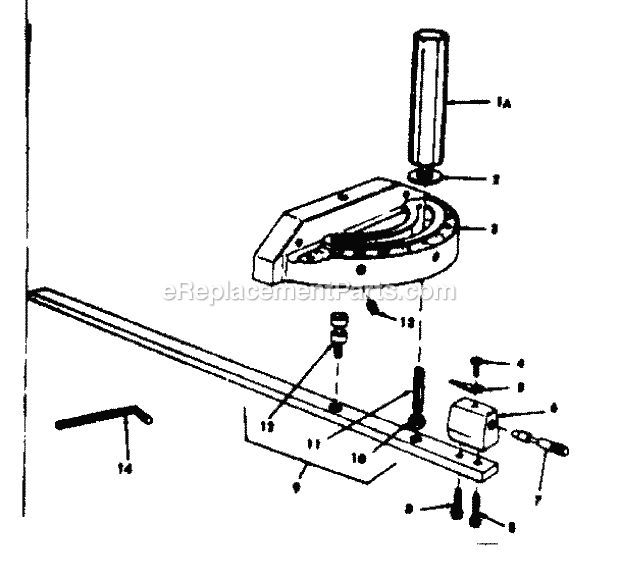 Miter Guage Assembly Diagram and Parts List for 113299131  Craftsman Table Saw
