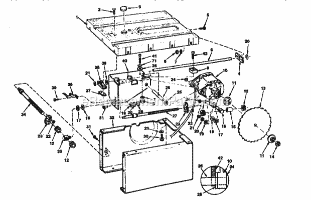 Page C Diagram and Parts List for 113299210  Craftsman Table Saw