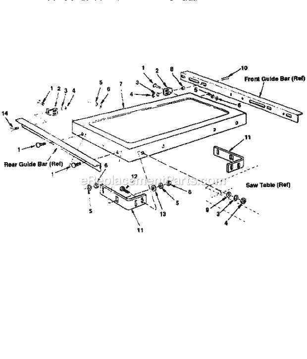 Table Extensions Diagram and Parts List for 113299210  Craftsman Table Saw