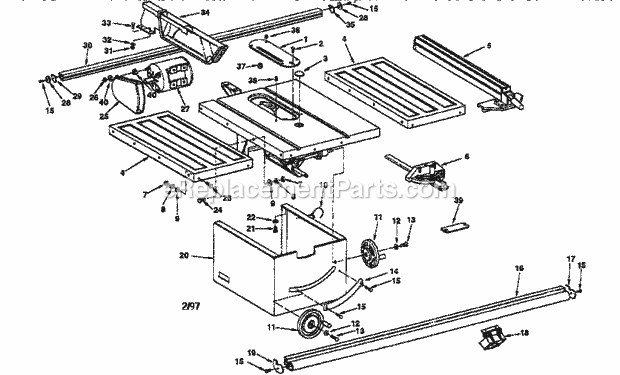 Page A Diagram and Parts List for 113299315  Craftsman Table Saw