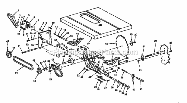 Page B Diagram and Parts List for 113299315  Craftsman Table Saw
