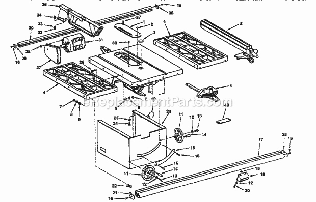 Figure 2 Diagram and Parts List for 113299410  Craftsman Table Saw