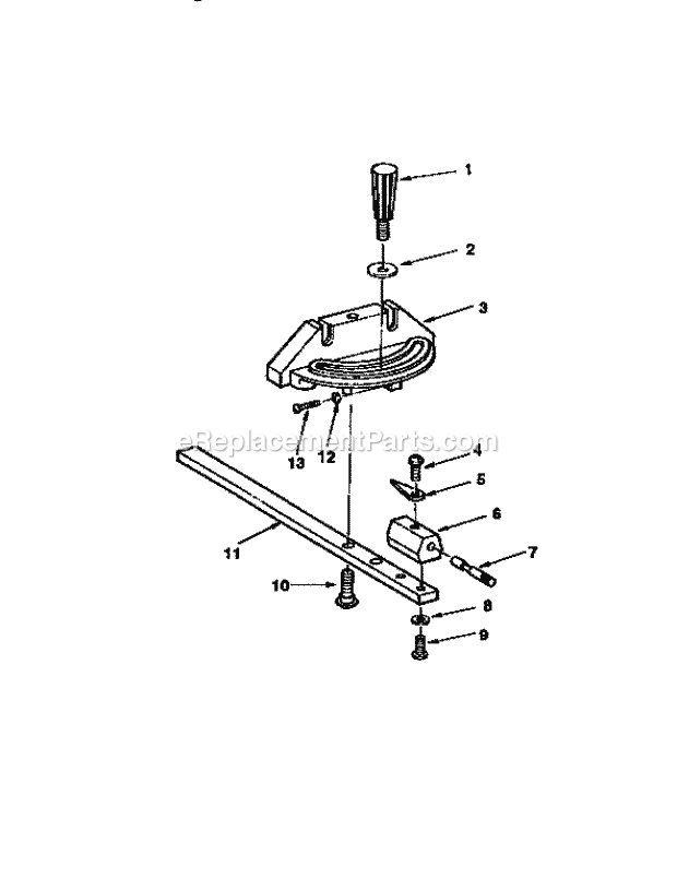 Miter Gauge Assembly Diagram and Parts List for 113299410  Craftsman Table Saw