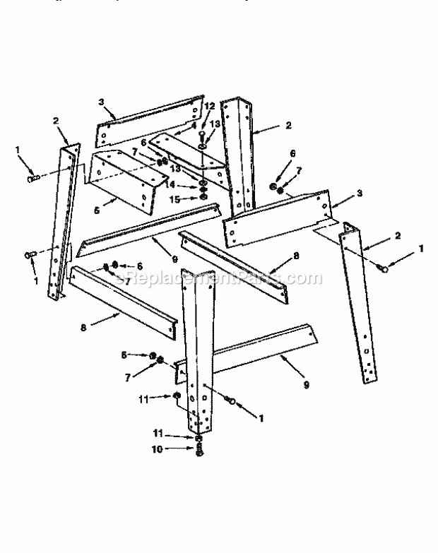 Leg Set Diagram and Parts List for 113299410  Craftsman Table Saw