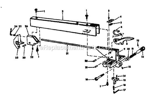 Rip Fence Asm Diagram and Parts List for 11329943  Craftsman Table Saw