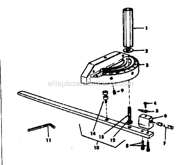 Miter Gauge Asm Diagram and Parts List for 11329943  Craftsman Table Saw