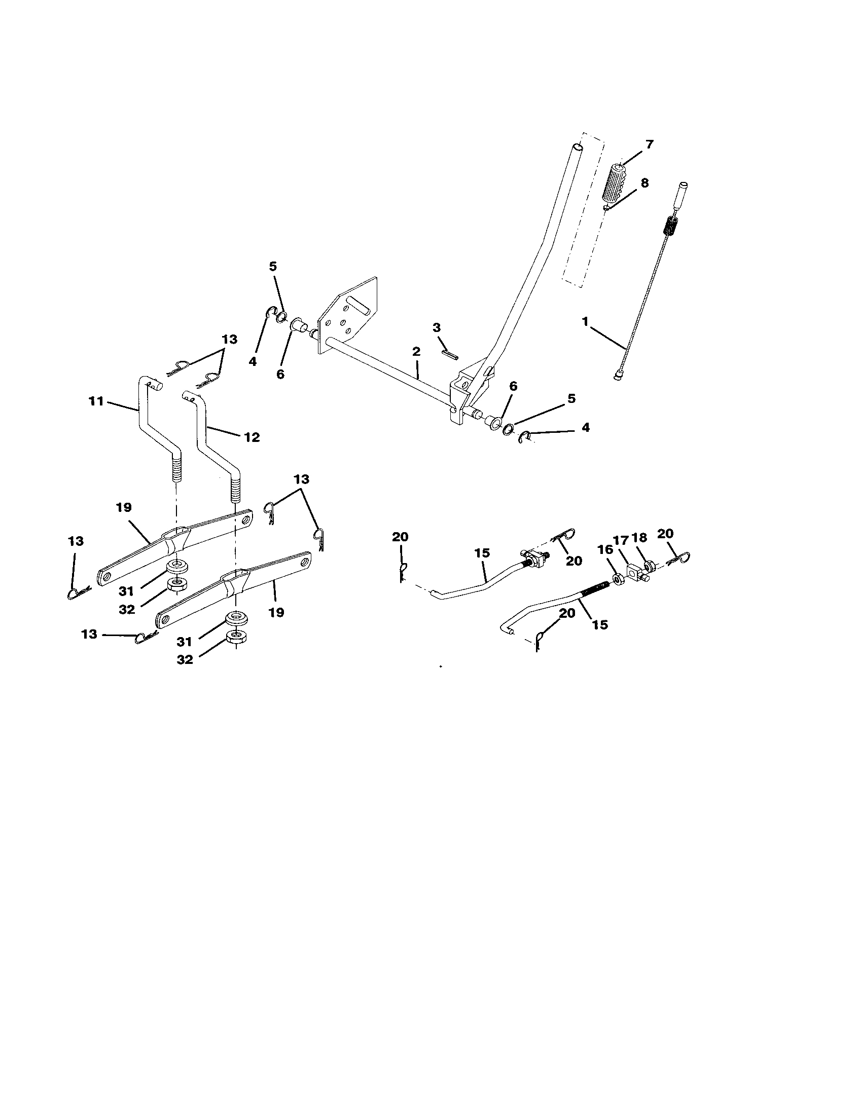 Lift Assembly Diagram and Parts List for 917253870  Craftsman Lawn Tractor