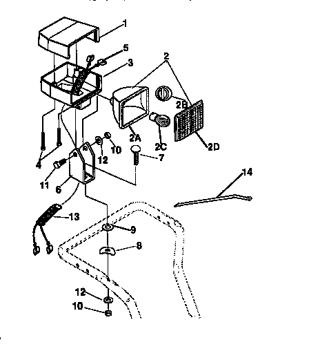 Headlight Assembly Diagram and Parts List for 536886360  Craftsman Snow Blower